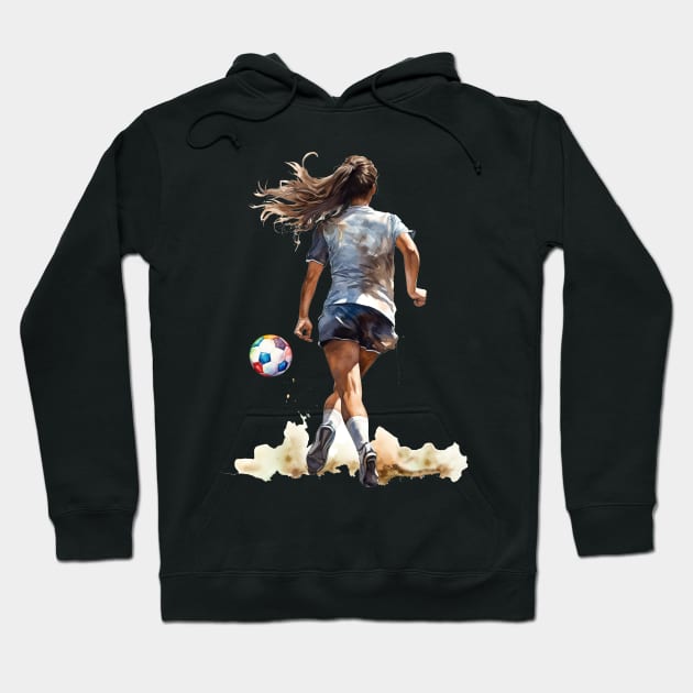 Girl Soccer Player Hoodie by RosaliArt